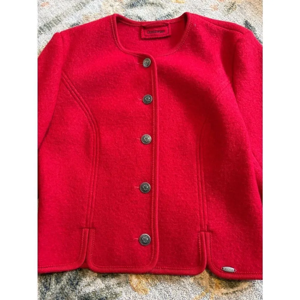 Giesswein Boiled Wool Jacket Cardigan Sweater Blazer US 10
